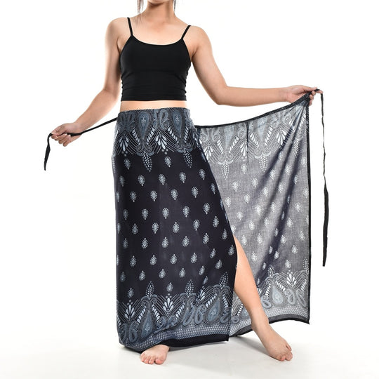 Bohotusk Black Floral Bulb Sarong Super Soft 150cm x 110 cms