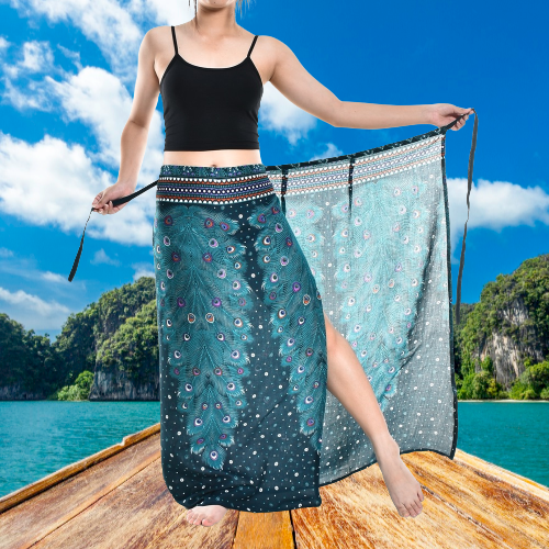 Bohotusk Teal Green Peacock Sarong Super Soft 150cm x 110 cms