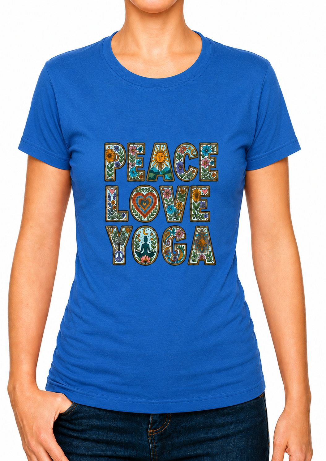 Bohotusk Peace Love Yoga Cotton Mens T-Shirt S - 3XL