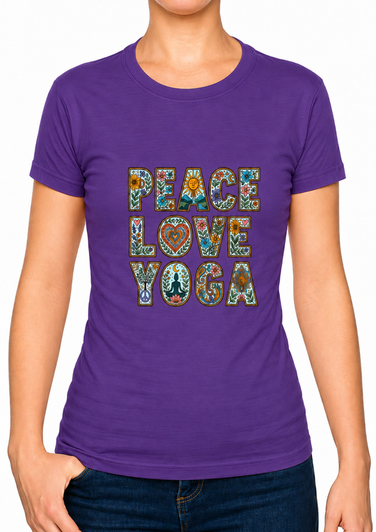 Bohotusk Peace Love Yoga Cotton Mens T-Shirt S - 3XL