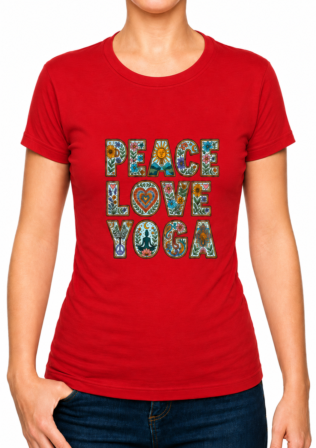 Bohotusk Peace Love Yoga Cotton Mens T-Shirt S - 3XL