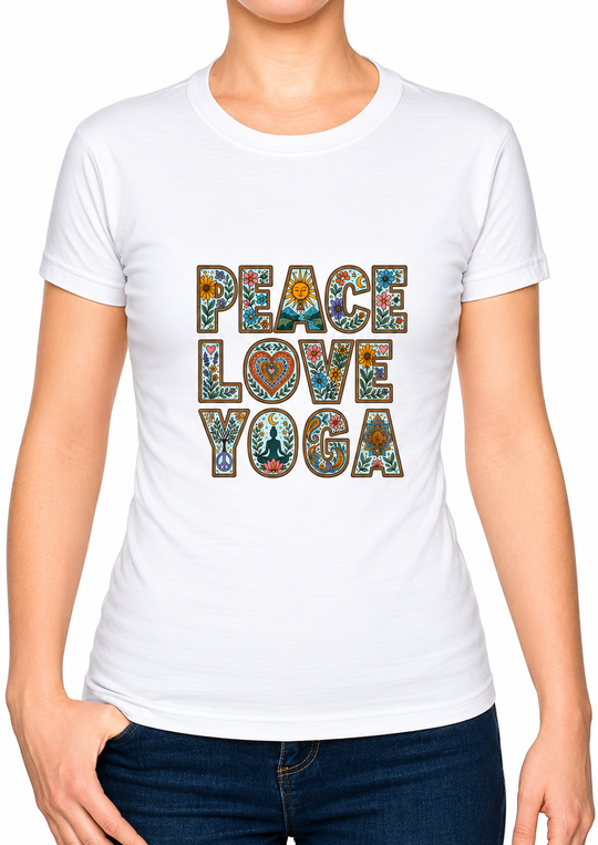Bohotusk Peace Love Yoga Cotton Mens T-Shirt S - 3XL