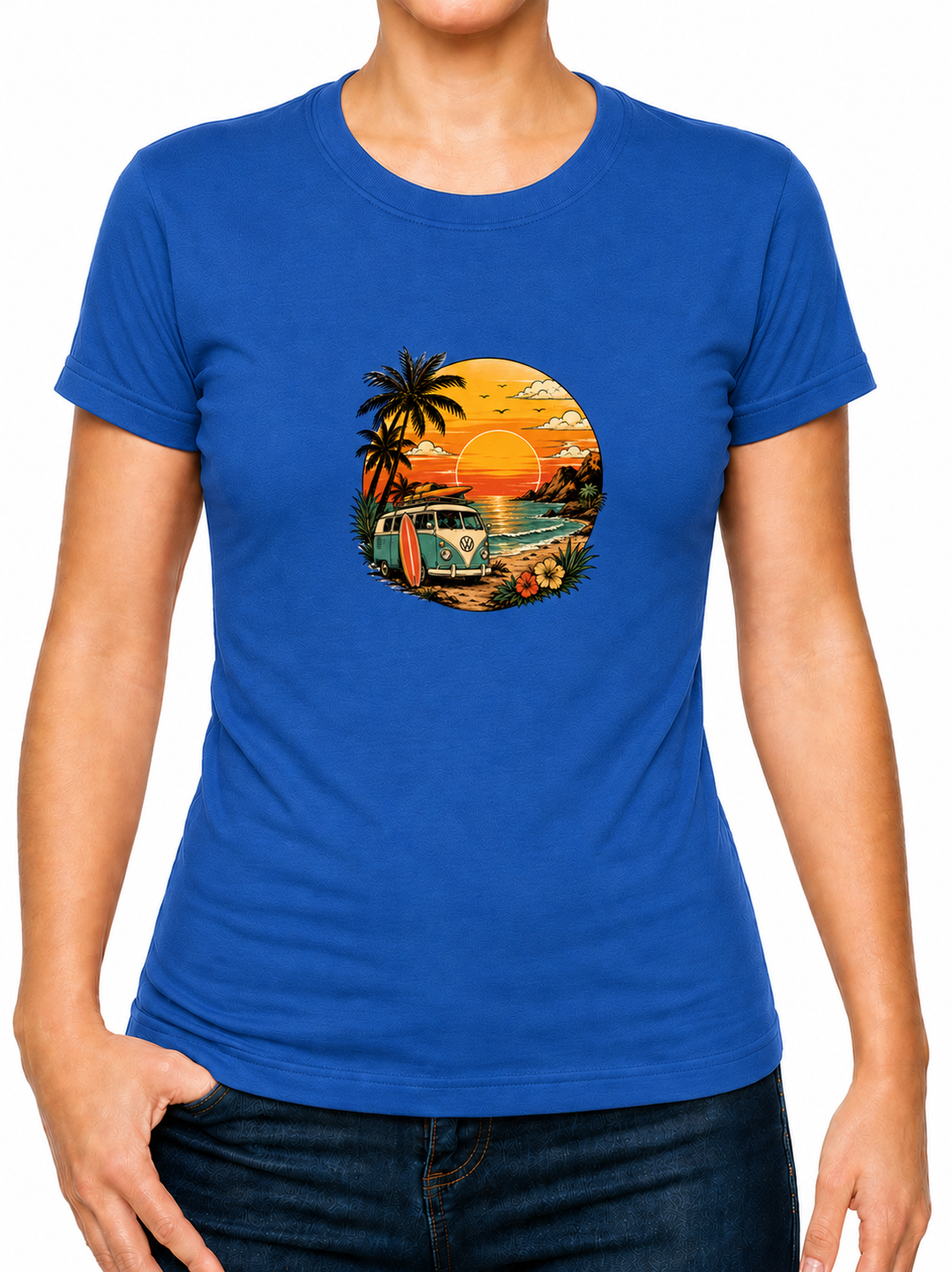 Bohotusk Sunset Camper Van Cotton Mens T-Shirt S - 3XL