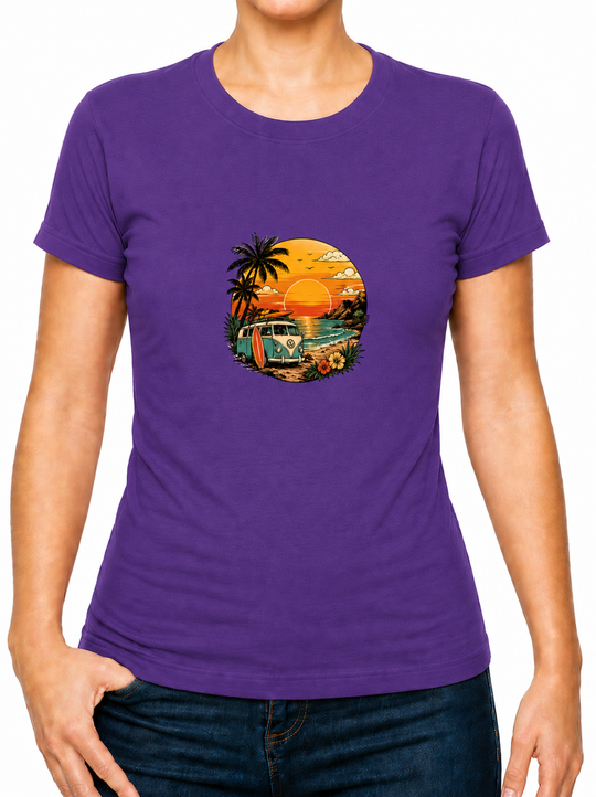 Bohotusk Sunset Camper Van Cotton Mens T-Shirt S - 3XL