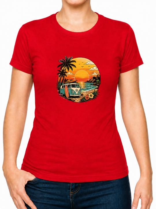 Bohotusk Sunset Camper Van Cotton Mens T-Shirt S - 3XL