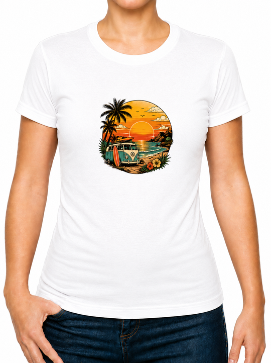 Bohotusk Sunset Camper Van Cotton Mens T-Shirt S - 3XL