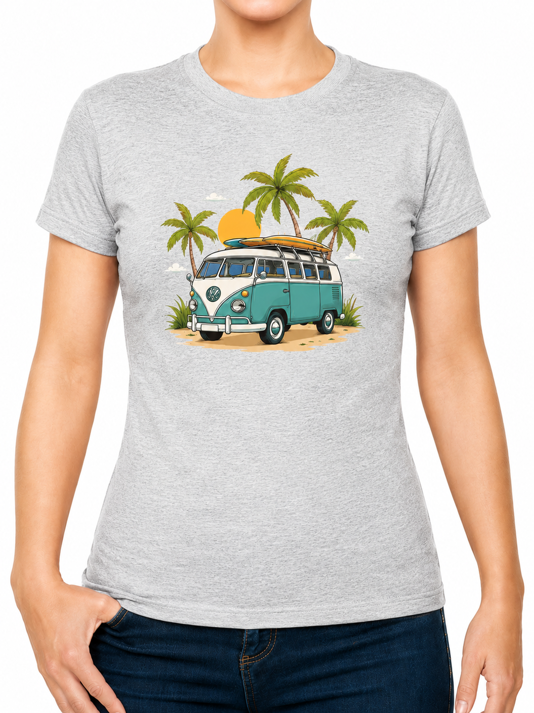 Bohotusk Camper Van Palms Cotton Mens T-Shirt S - 3XL