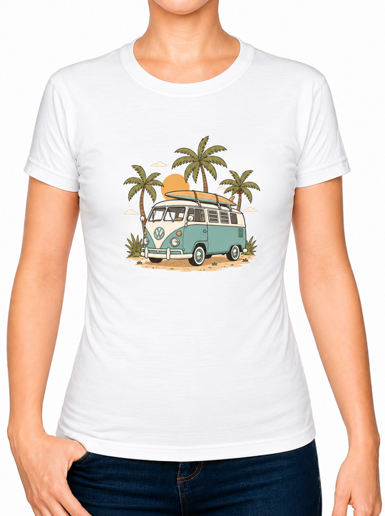 Bohotusk Camper Van Palms Cotton Mens T-Shirt S - 3XL