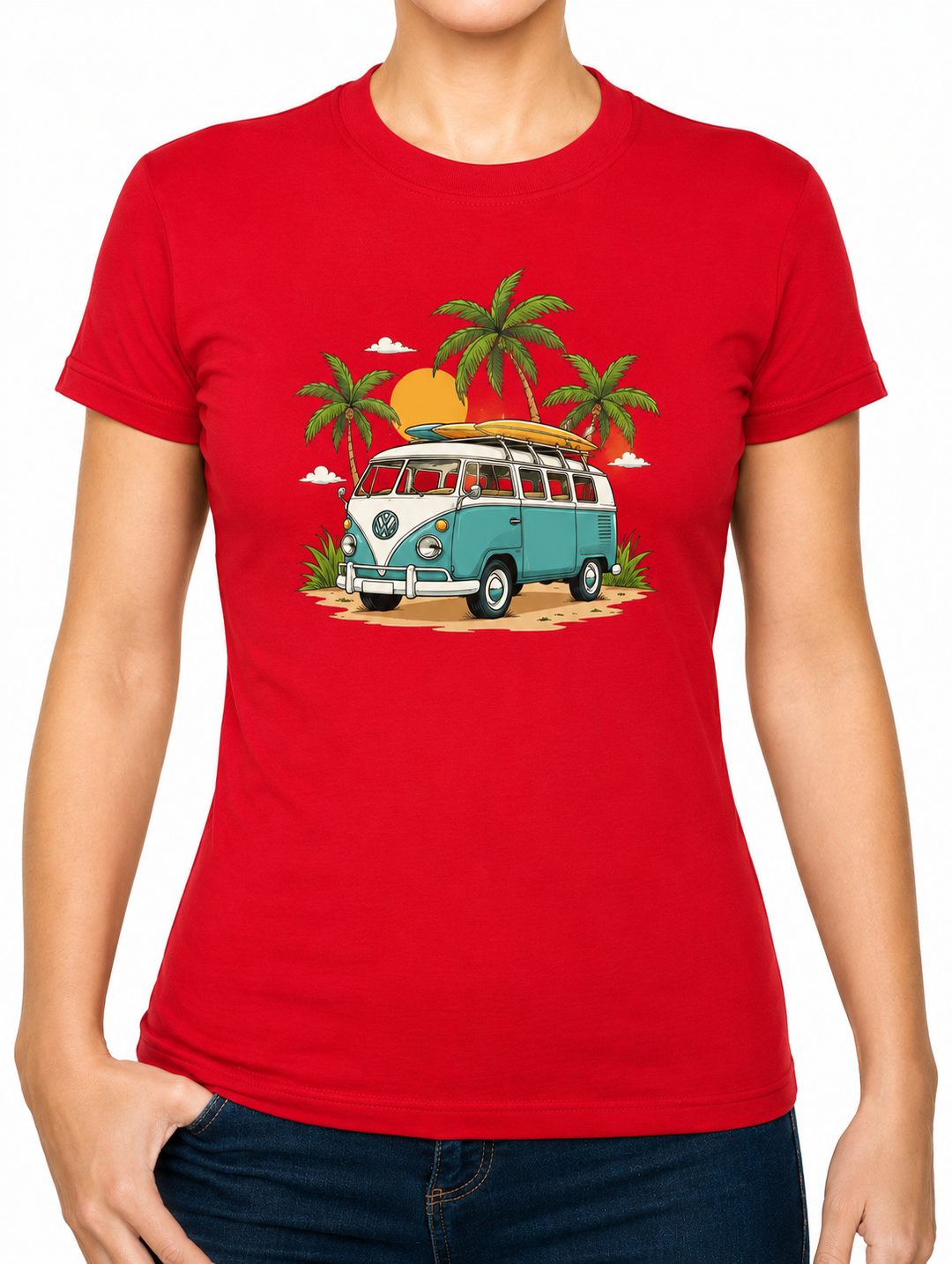 Bohotusk Camper Van Palms Cotton Mens T-Shirt S - 3XL
