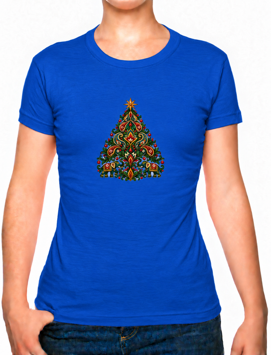 Bohotusk Kids Christmas Elephant Tree Cotton T-Shirt 3 to 13 Years (7 Colours)