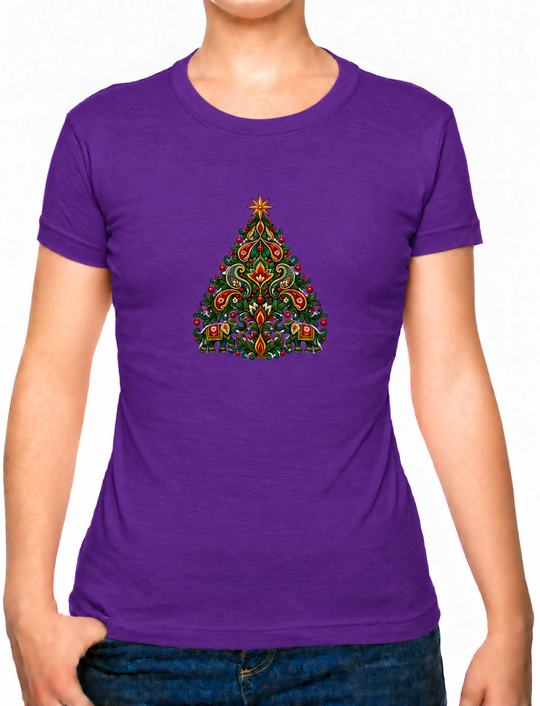 Bohotusk Kids Christmas Elephant Tree Cotton T-Shirt 3 to 13 Years (7 Colours)