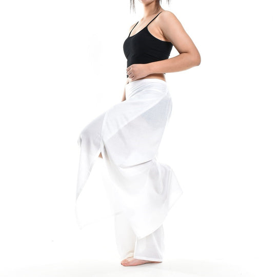 Bohotusk Plain White Womens Palazzo Pants S/M (UK 8 - 10)