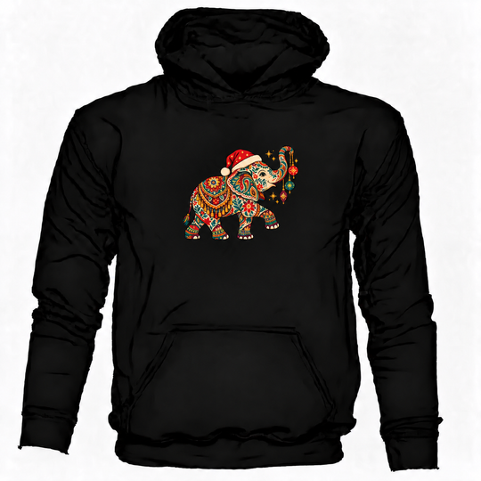 Bohotusk Christmas Elephant & Baubles Hoodie 6 Colours S - 2XL (UK 8 - 20)