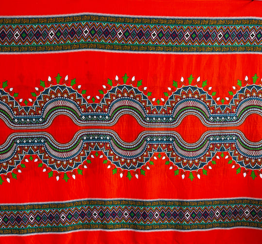 Orange Geo Waves Elasticated Smocked Waist Womens Harem Pants S/M Only