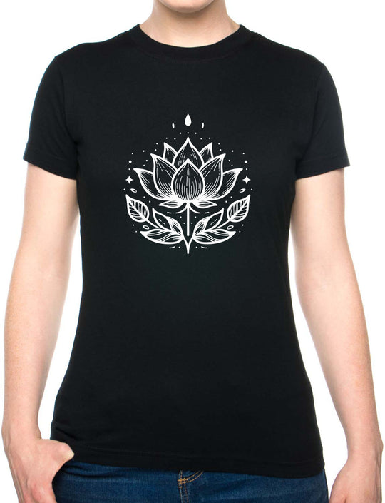 Bohotusk Lotus Flower Cotton Ladies T-Shirt XS - 2XL (UK 8 - 18) - 7 colours