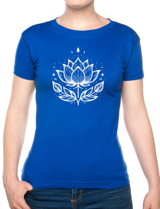 Bohotusk Lotus Flower Cotton Ladies T-Shirt XS - 2XL (UK 8 - 18) - 7 colours