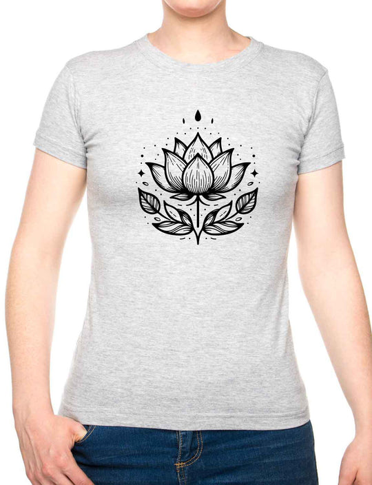 Bohotusk Lotus Flower Cotton Ladies T-Shirt XS - 2XL (UK 8 - 18) - 7 colours