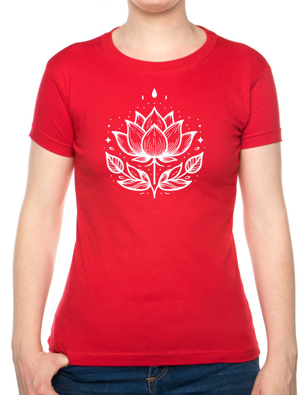 Bohotusk Lotus Flower Cotton Ladies T-Shirt XS - 2XL (UK 8 - 18) - 7 colours