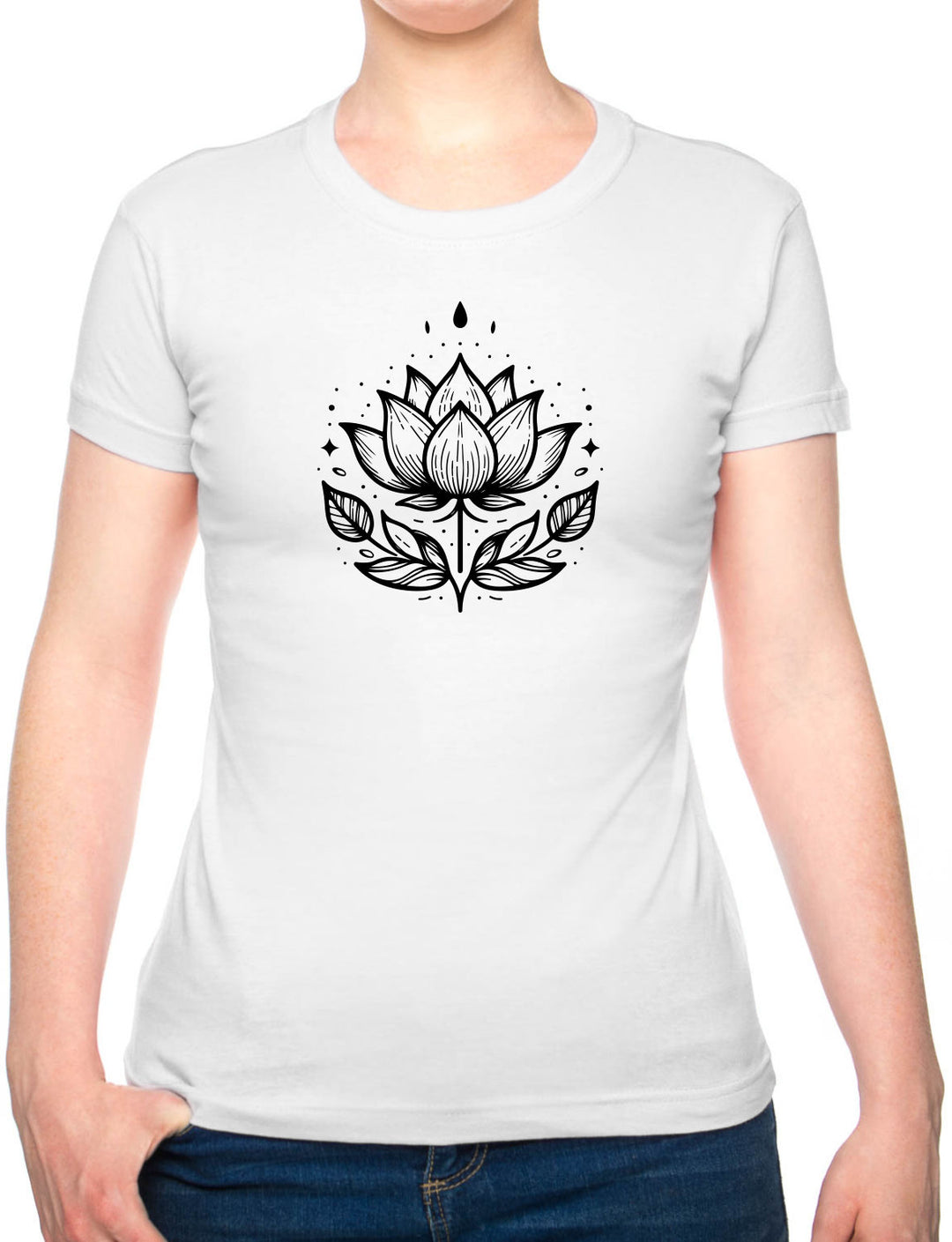 Bohotusk Lotus Flower Cotton Ladies T-Shirt XS - 2XL (UK 8 - 18) - 7 colours