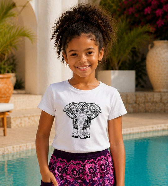 Bohotusk Kids Elephant Print Cotton T-Shirt 3 to 13 Years (7 Colours)