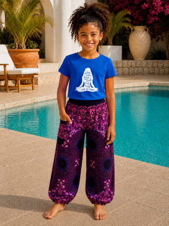 Bohotusk Kids Yoga Pose Cotton T-Shirt 3 to 13 Years (7 Colours)