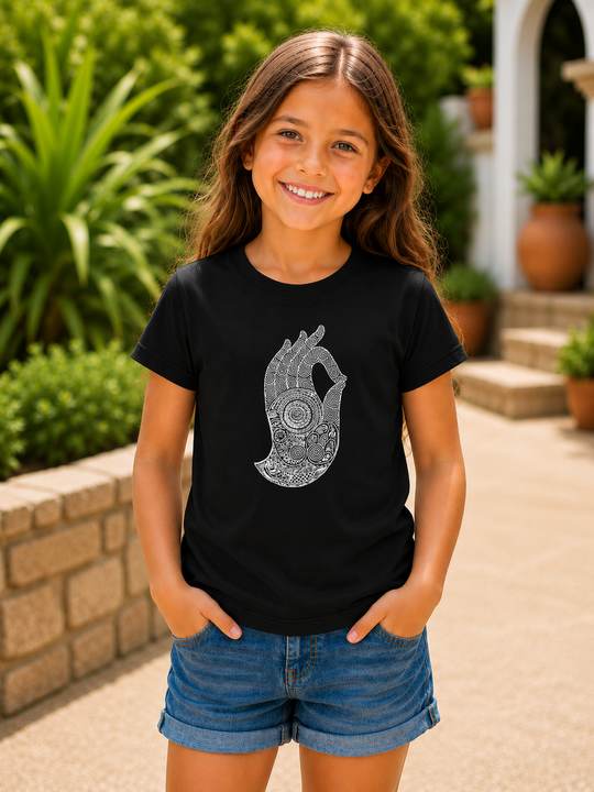 Bohotusk Kids Hand of Buddha Cotton T-Shirt 3 to 13 Years (7 Colours)