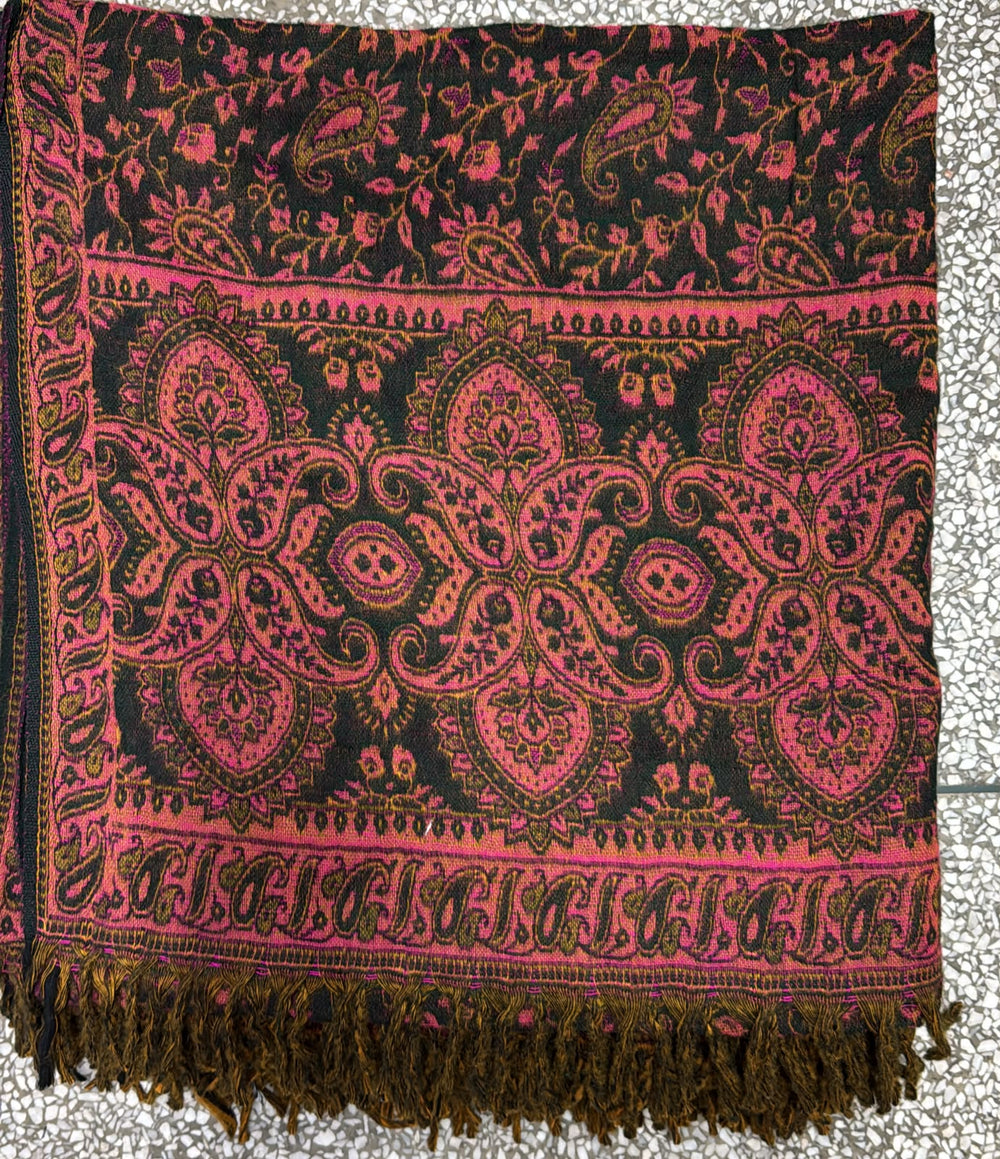 Bohotusk Pink Red Brown Paisley Fleece Harem Pants