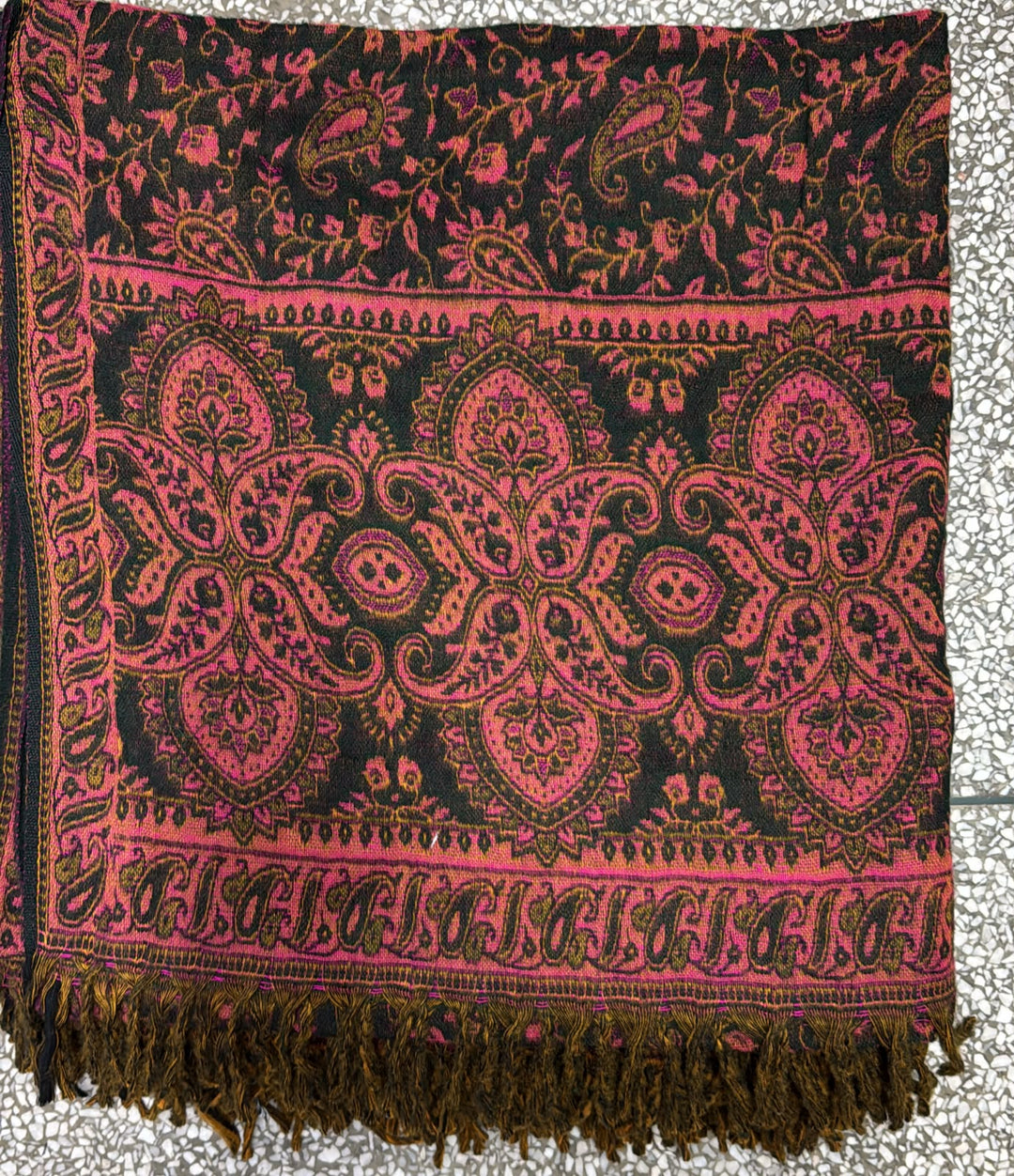 Bohotusk Pink Red Brown Paisley Fleece Harem Pants
