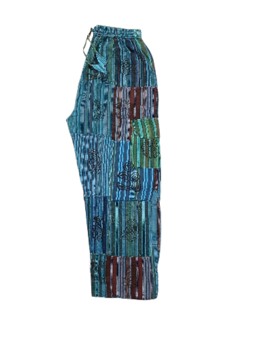 Bohotusk Kraken Cotton Multi Coloured Striped Open Legged Harem Pants Medium