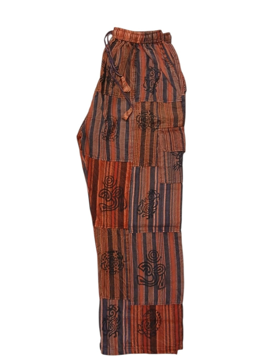 Bohotusk Kraken Cotton Multi Coloured Striped Open Legged Harem Pants Medium