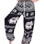 Bohotusk Girls Black Elephant Bull Drawstring Waist Harem Pants (6 - 8 Years)