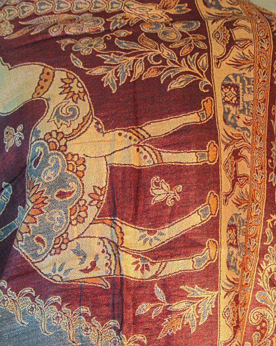 Burnt Orange Autumn Brown Elephant Camel Print Pashmina Reversable 200 x 75cm