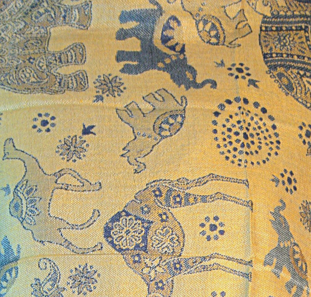 Blue Sand Elephant Camel Print Pashmina Reversable 200 x 75cm