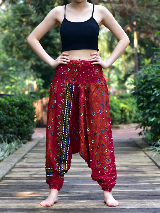 Bohotusk Red Peacock Print Jumpsuit S/M to LXL