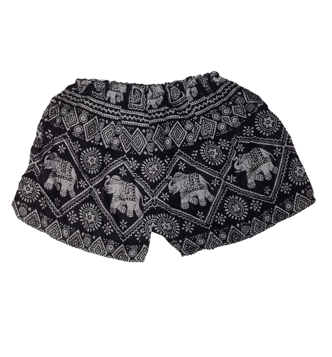 Bohotusk Black Elephant Nagu Print Harem Shorts