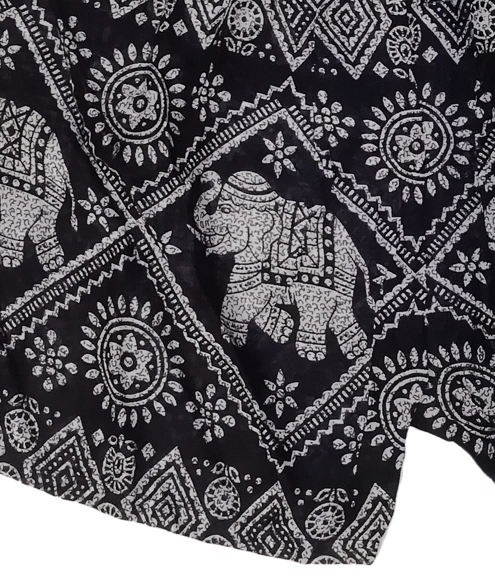 Bohotusk Black Elephant Nagu Print Harem Shorts