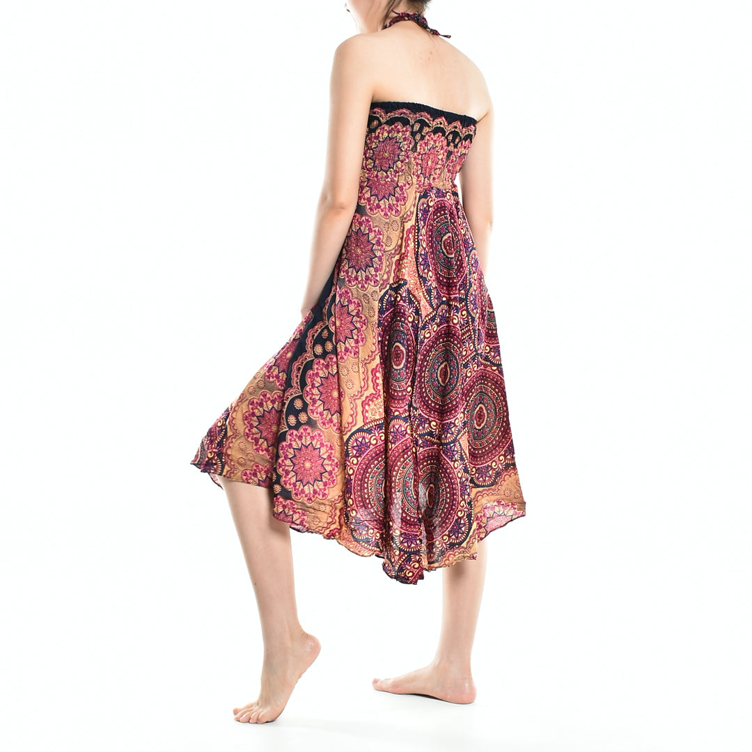 Bohotusk Red Solar Circle Long Skirt With Coconut Buckle (& Strapless Dress) S/M Only