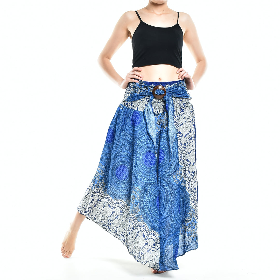 Bohotusk Blue Marble Long Skirt With Coconut Buckle (& Strapless Dress) S/M to 3XL