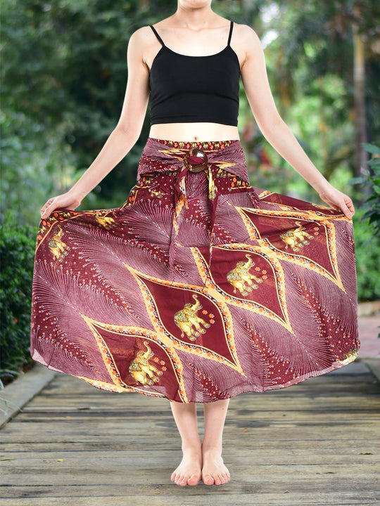 Bohotusk Red Elephant Diamond Long Skirt With Coconut Buckle (& Strapless Dress) S/M Only
