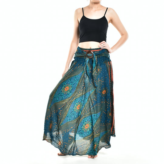 Bohotusk Teal Green Moonshine Long Skirt With Coconut Buckle (& Strapless Dress) S/M to 3XL
