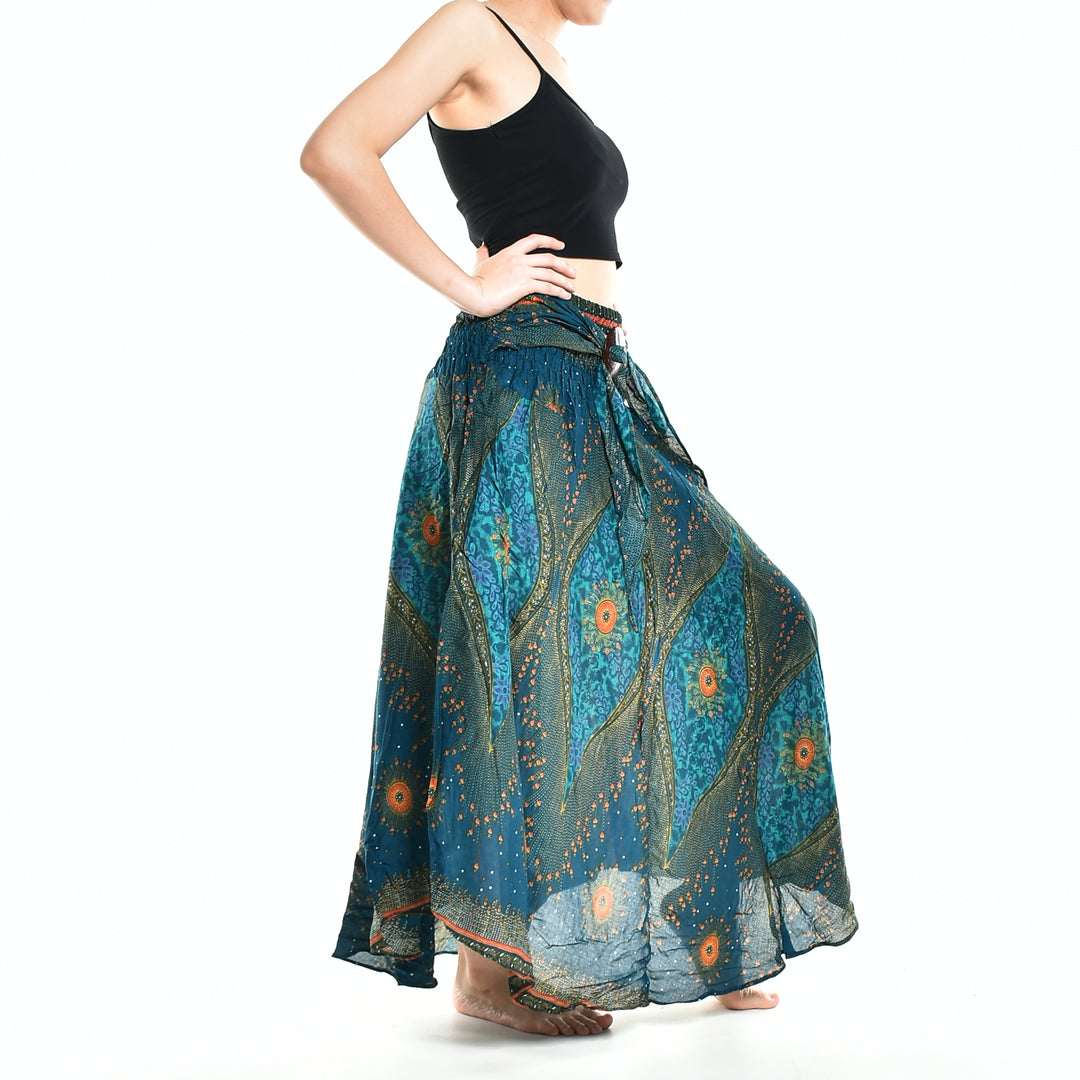 Bohotusk Teal Green Moonshine Long Skirt With Coconut Buckle (& Strapless Dress) S/M to 3XL