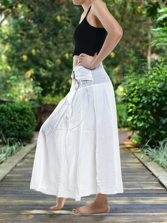 Bohotusk Plain White Beach Dress (& Long Skirt With Coconut Buckle) S/M to 3XL