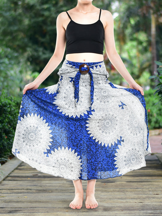 Bohotusk Blue Snowflake Long Skirt With Coconut Buckle (& Strapless Dress) S/M Only