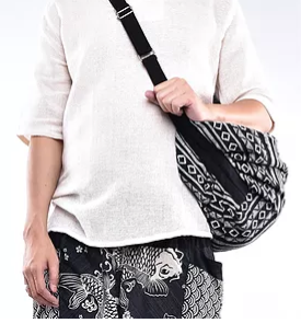 Bohotusk Criss Cross Striped Cotton Canvas Duffle Bag