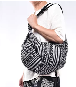 Bohotusk Criss Cross Striped Cotton Canvas Duffle Bag