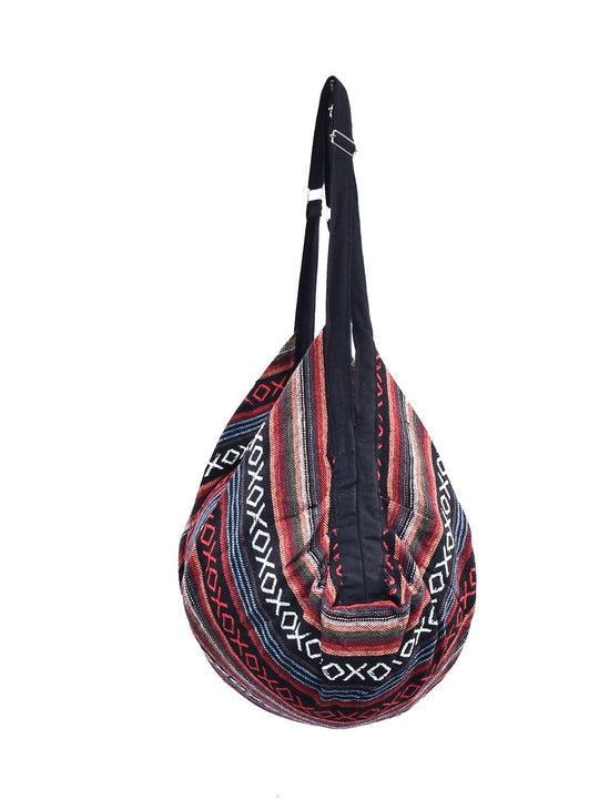 Bohotusk Criss Cross Striped Cotton Canvas Duffle Bag