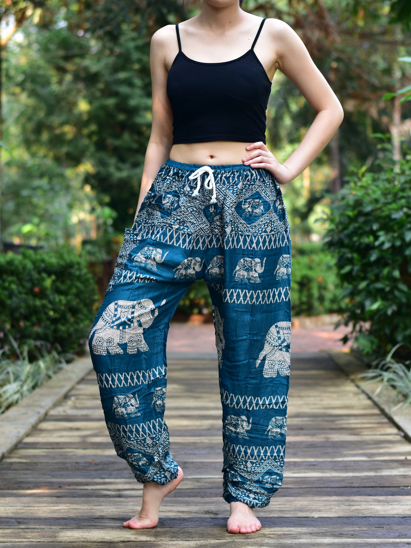 Buy Blue Brown Elephant Palazzo Pant Manipuri Silk for Best Price Reviews  Free Shipping