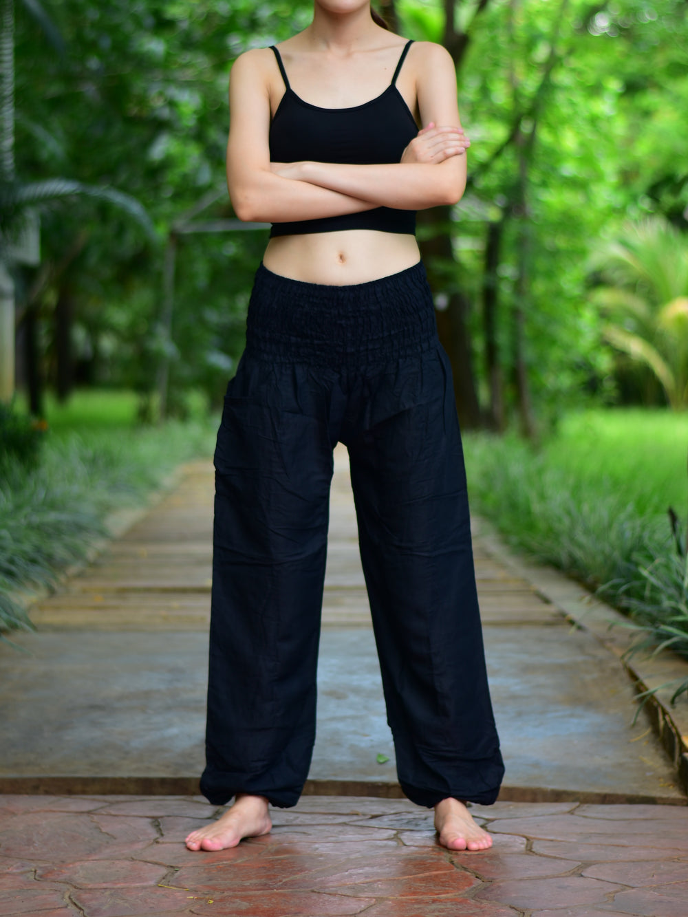 Bohotusk Plain Black Petite Fit Harem Pants (UK Size 4)