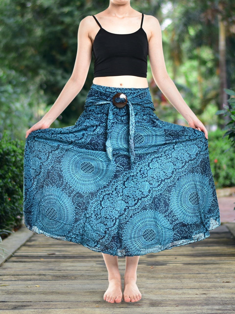 Bohotusk Blue Night Glow Long Skirt With Coconut Buckle (& Strapless Dress) S/M Only