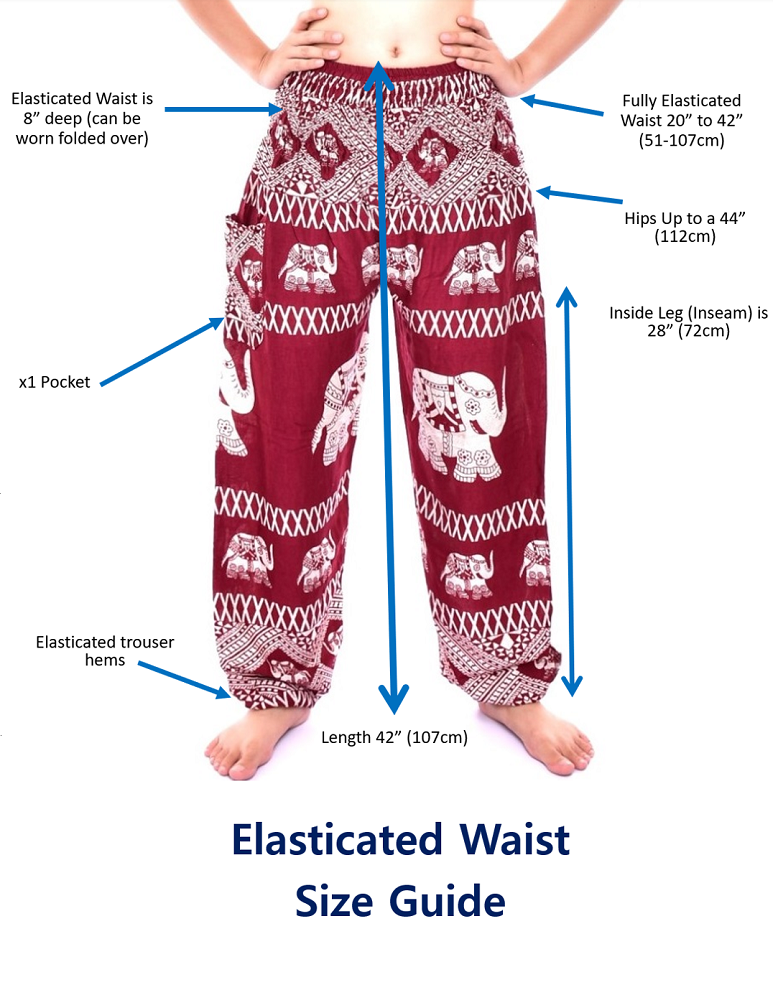 Bohotusk Blue Snowflake Print Elasticated Smocked Waist Womens Harem Pants S/M